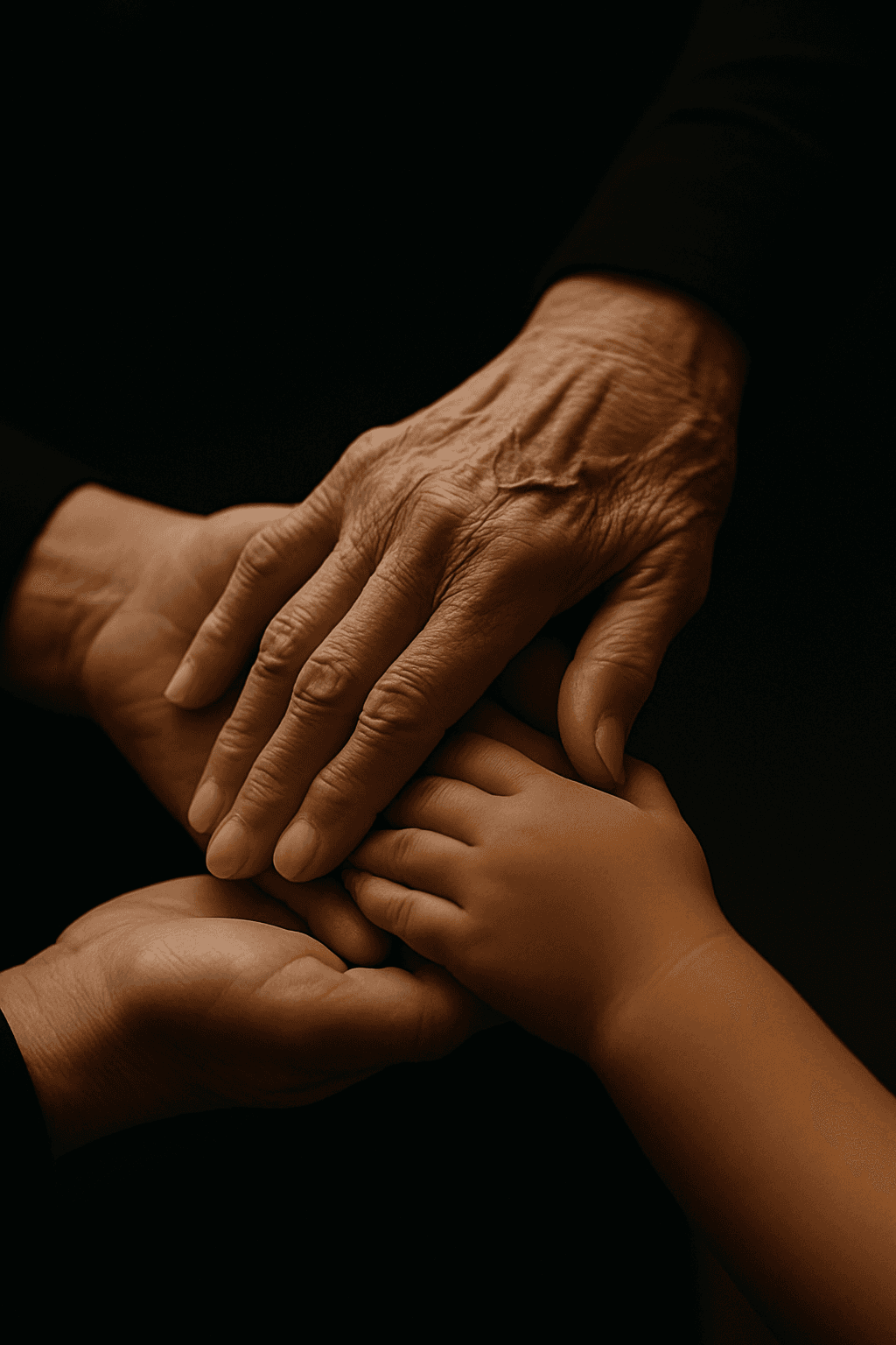 Generational hands holding